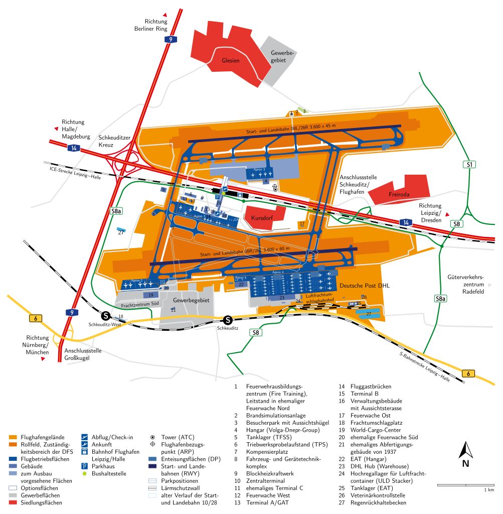 Plan des Flughafens Leipzig/Halle