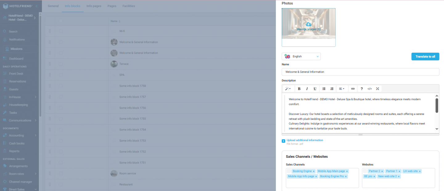 Sales Channel Control for Info Blocks