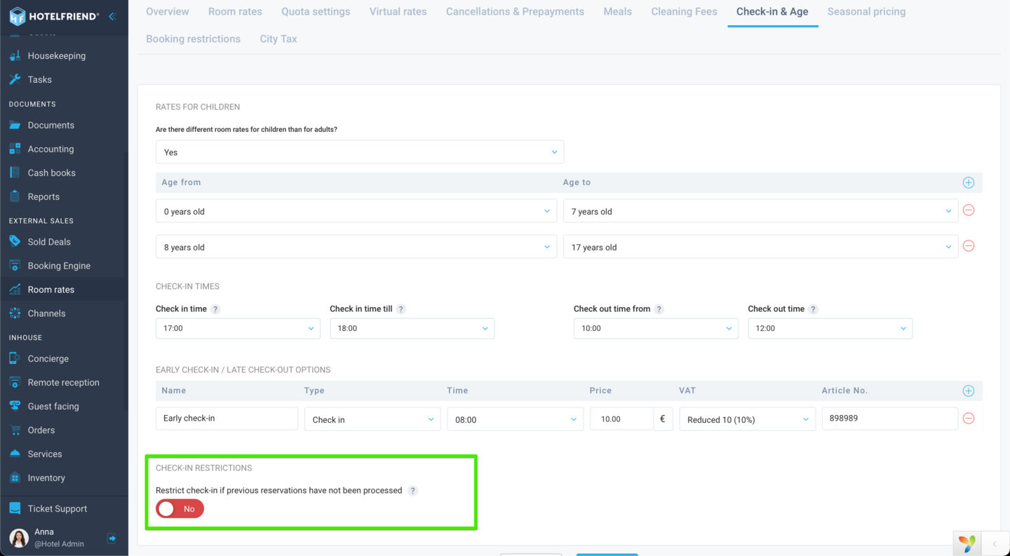 Introducing a setting in check-in restrictions that prevents overlapping check-ins