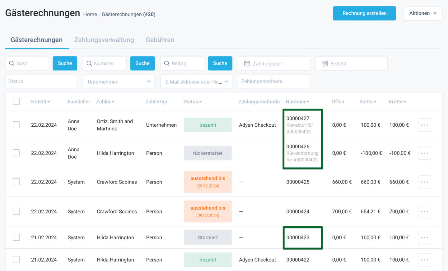 Visual enhancements for Invoice Correction