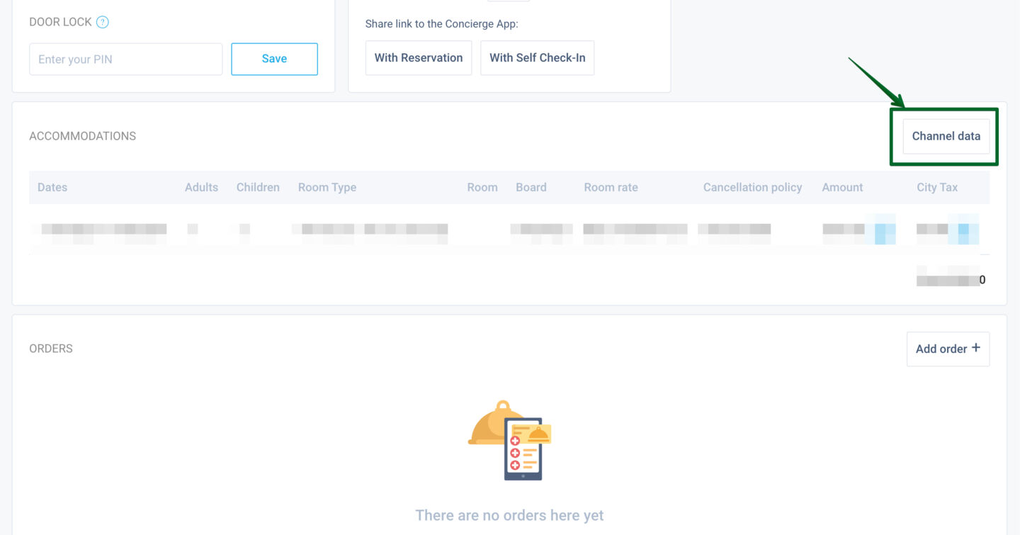 Display of additional data from channels in the Reservation Card