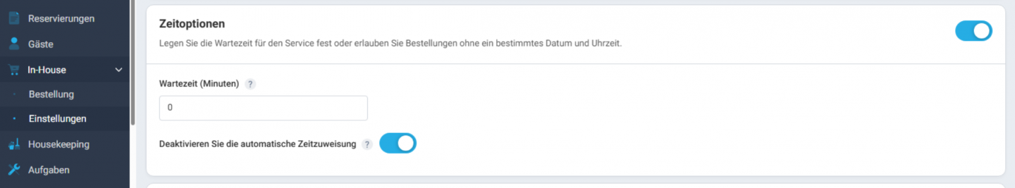 Neue Zeiteinstellungsoptionen für Servicebuchungen