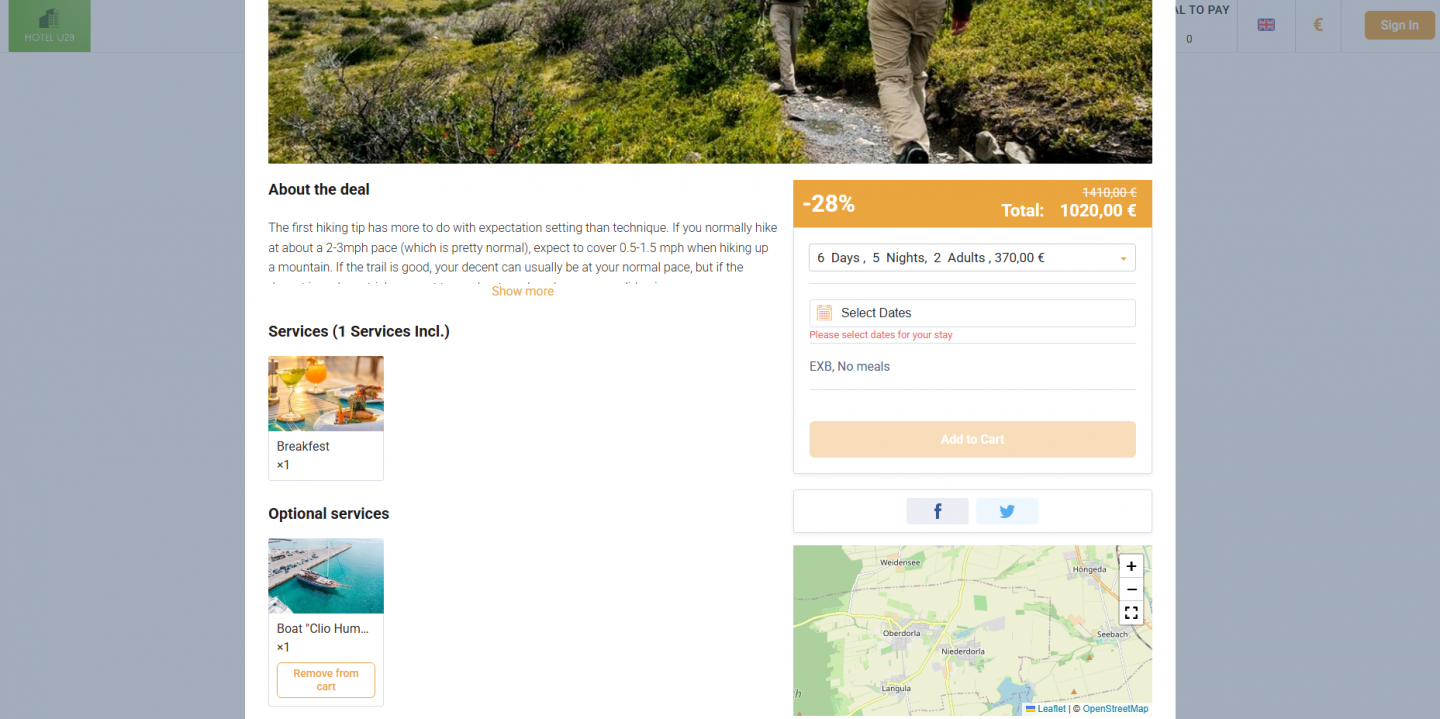 Packages section on the Booking Engine now works independently from room booking