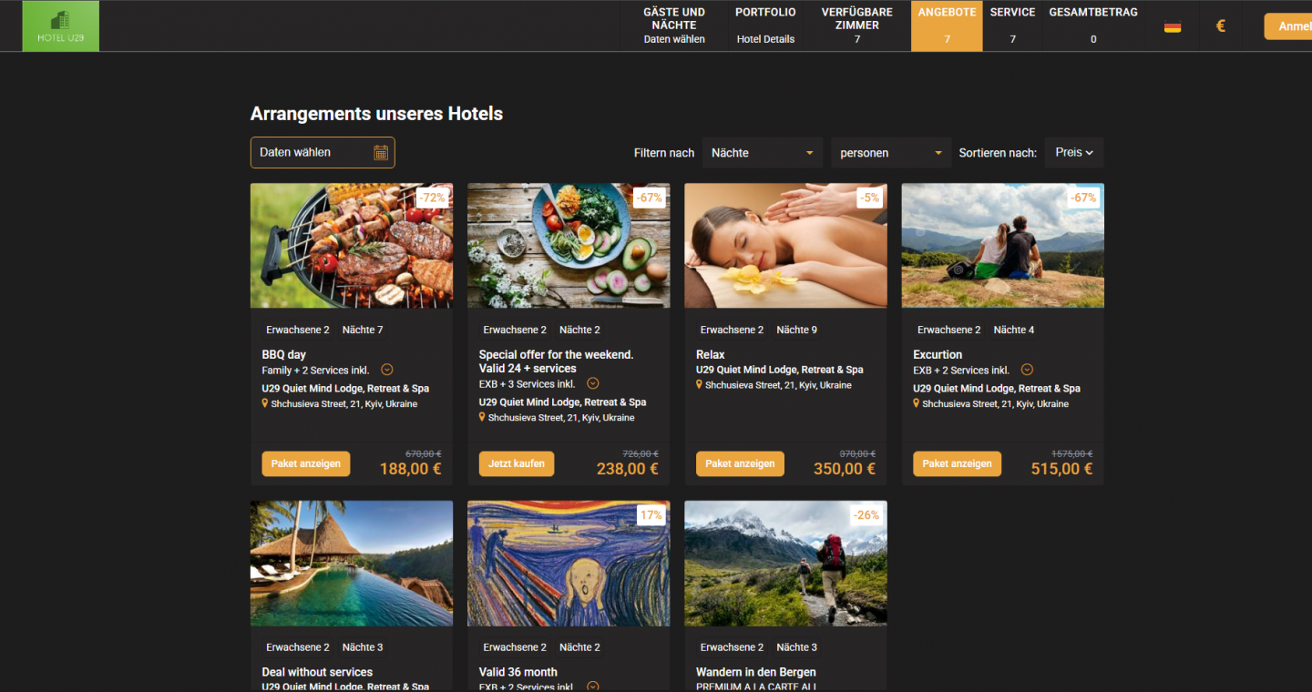 Alle aktiven Arrangements werden angezeigt, auch ohne Check-in-Datum