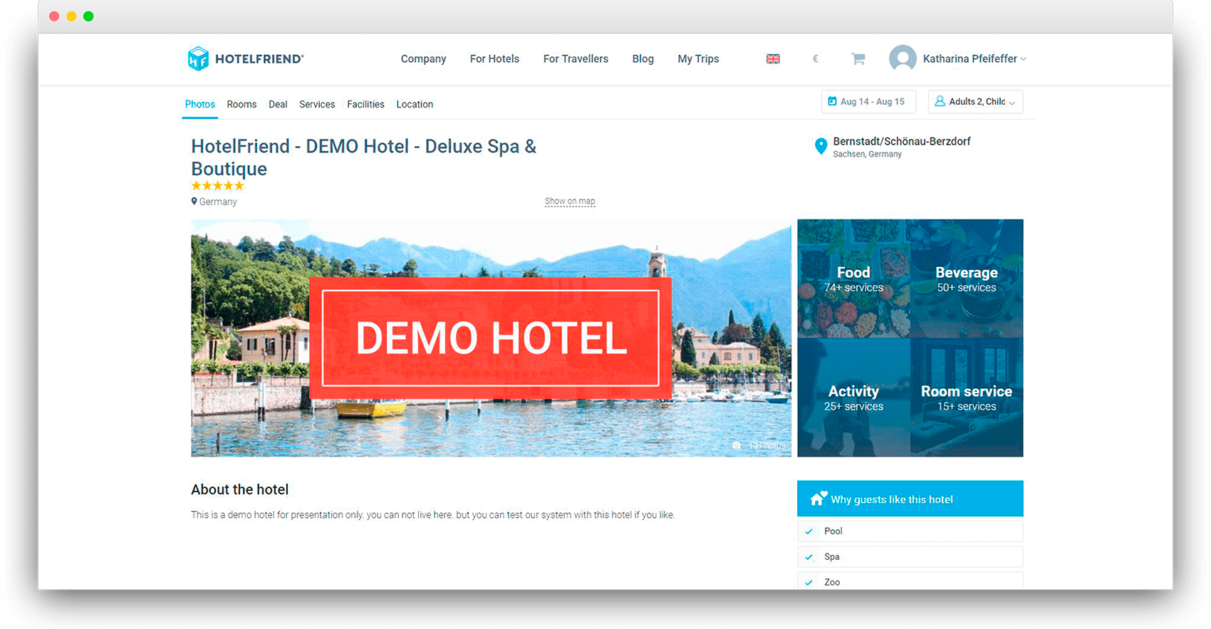 New design of the hotel page