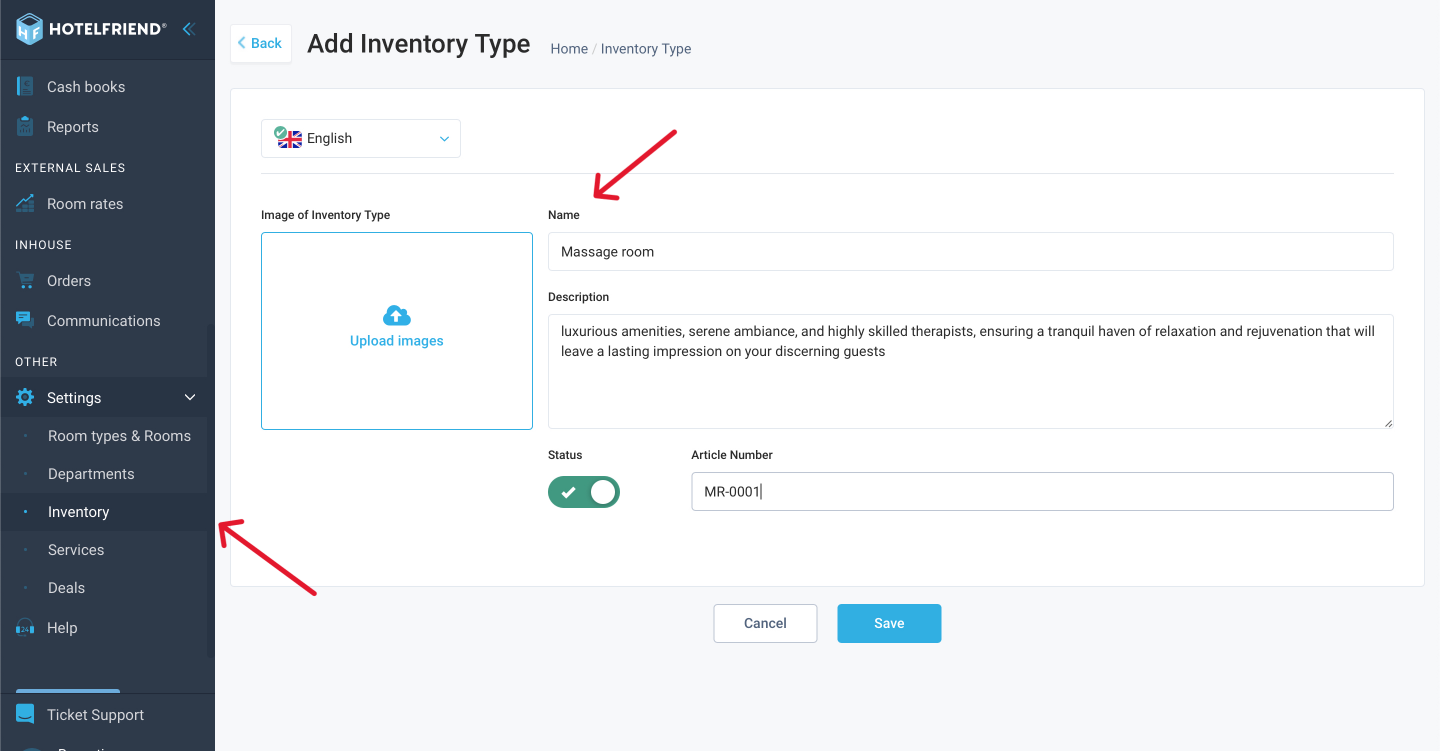 Introducing the Inventory management for services and amenities