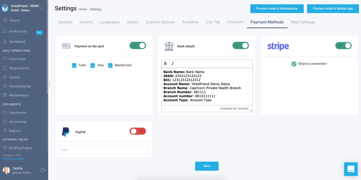 Invoice settings