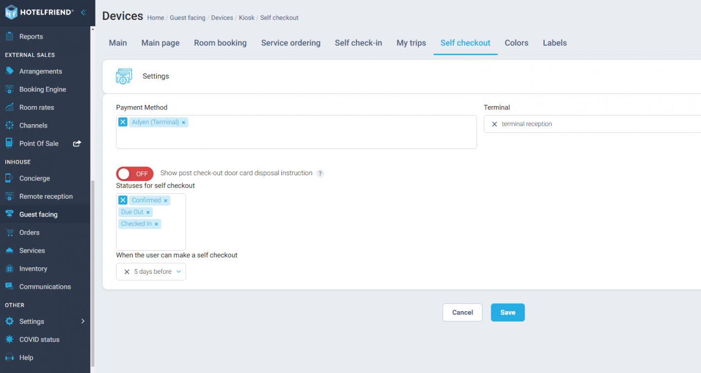 Connecting the Self Check-Out Kiosk feature to reservation statuses