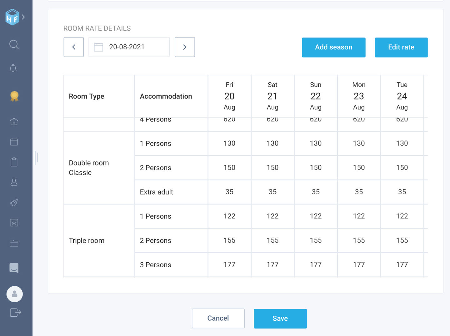 Improved room rate view: improved usability on tablets and mobile devices