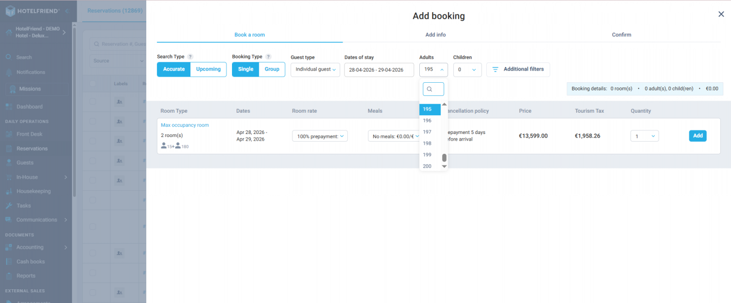 New “Accommodation” column in Reservation module