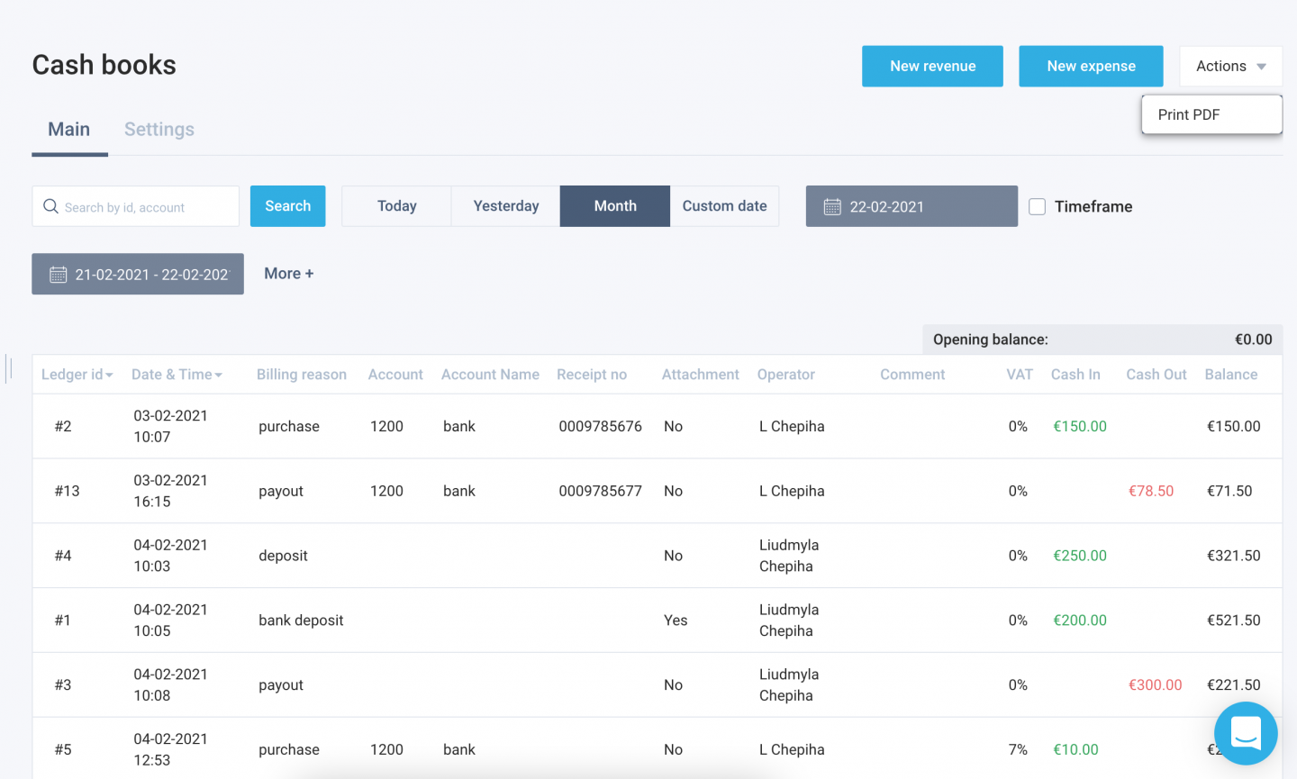  Cash books module