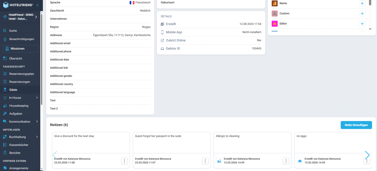 Reservierungen & Gäste