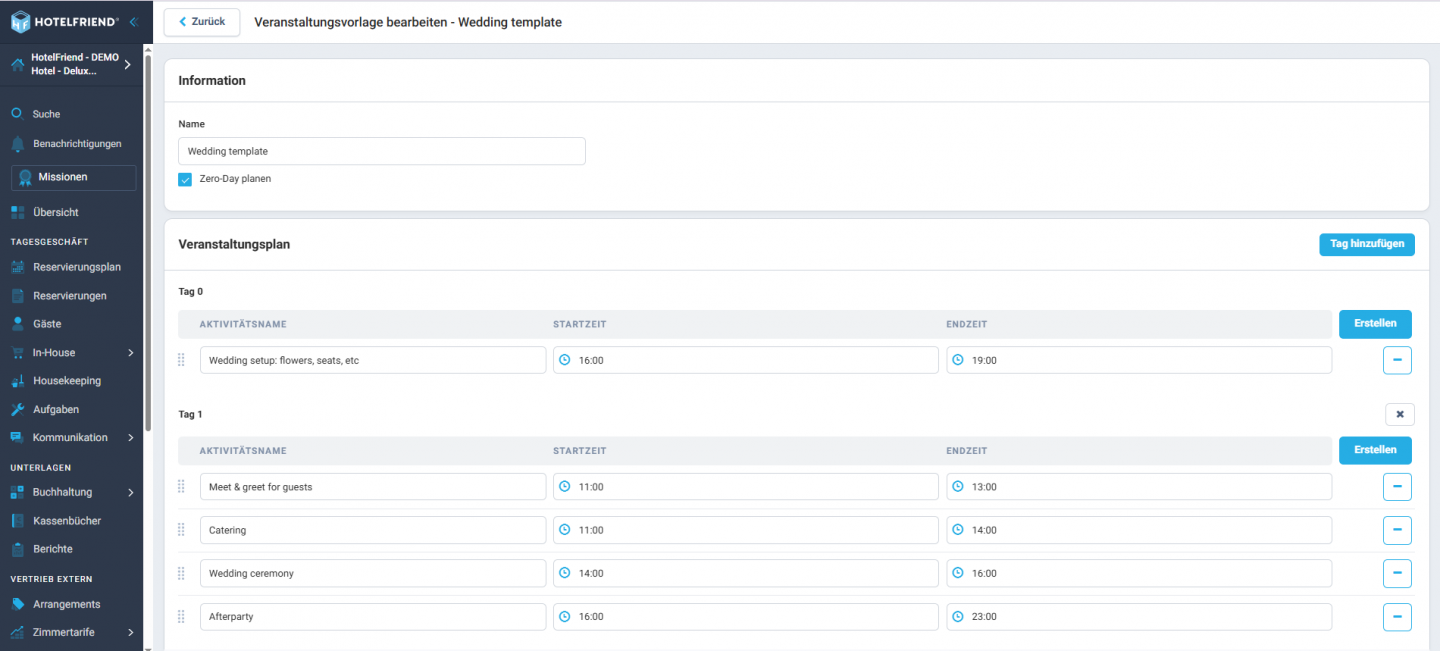 Eventvorlagen für eine schnellere Veranstaltungserstellung