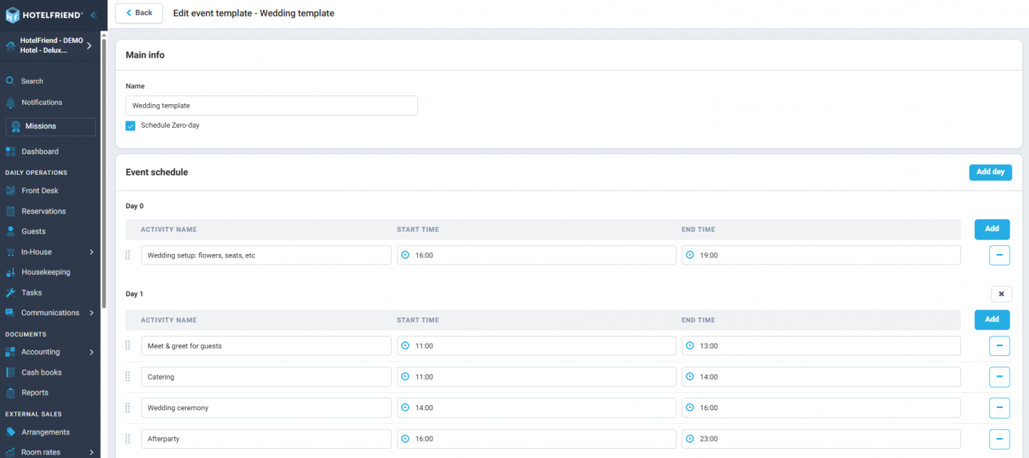 Event Templates for Faster Event Setup