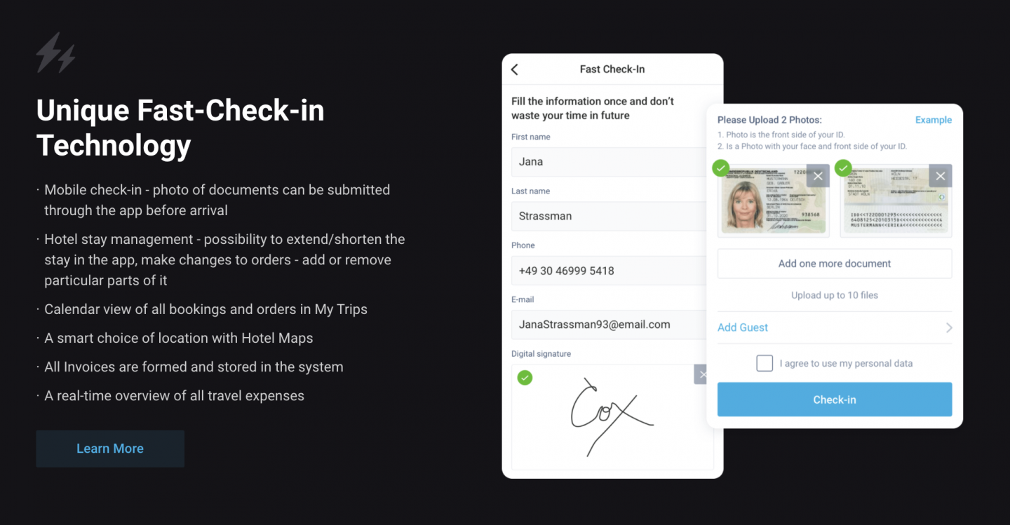 Mobile check-in with App