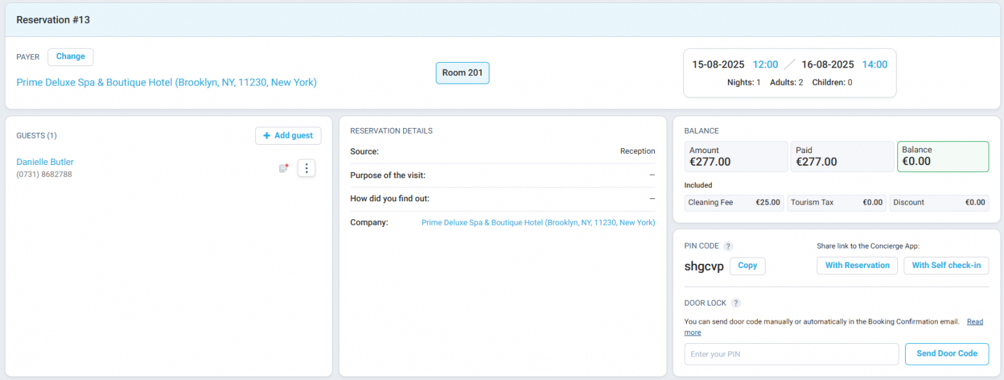 Improved visibility and management of door lock PIN codes