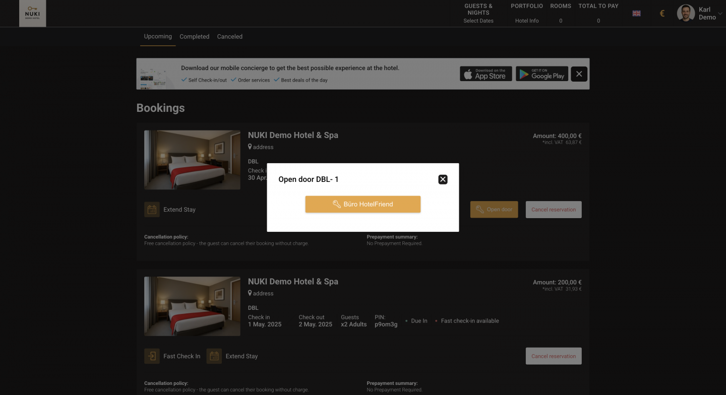 This feature allows them to unlock their room door using their mobile device
