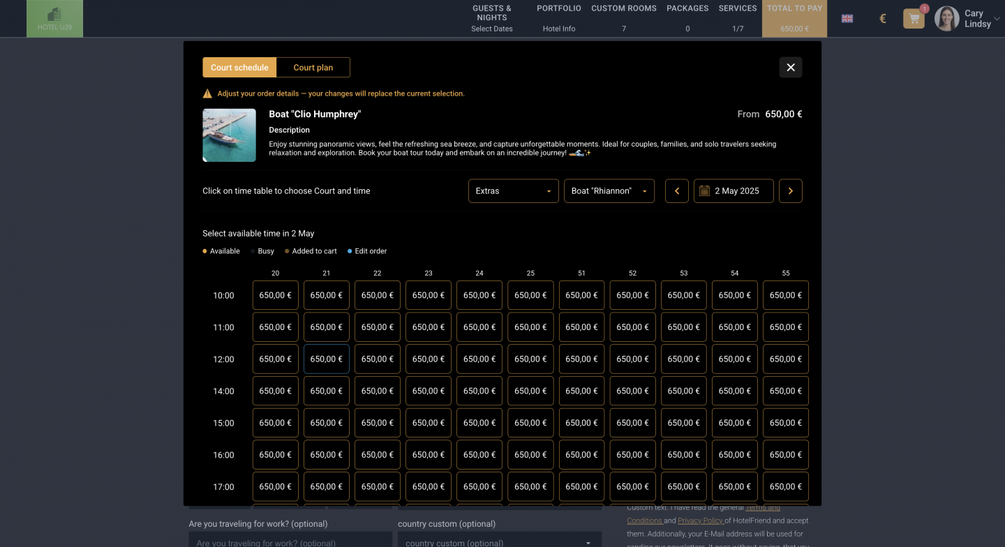 When entering edit mode, guests are notified that changes are being made to their booking