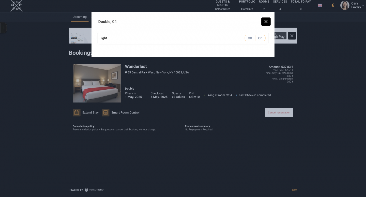 This button opens a temperature slider that lets them manage floor heating or HVAC settings