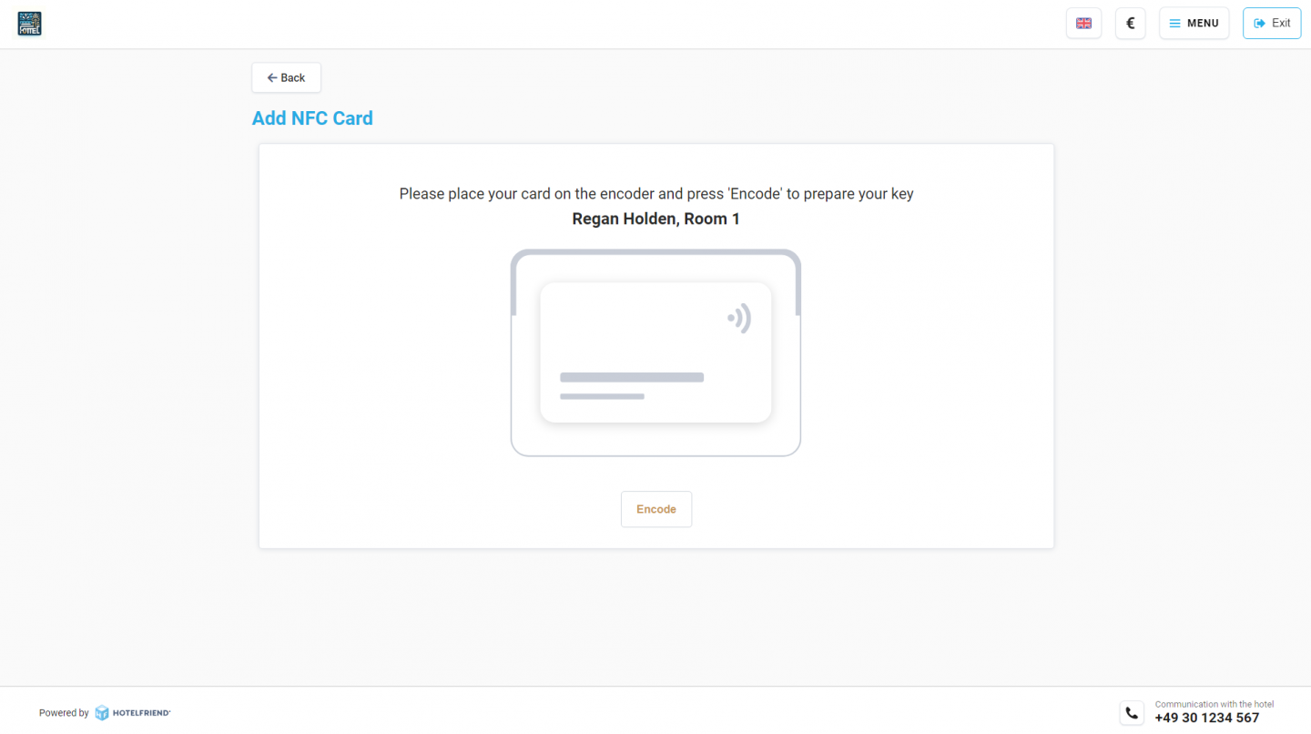 Quicker check-ins with a separate Encode Room Card module on the Kiosk