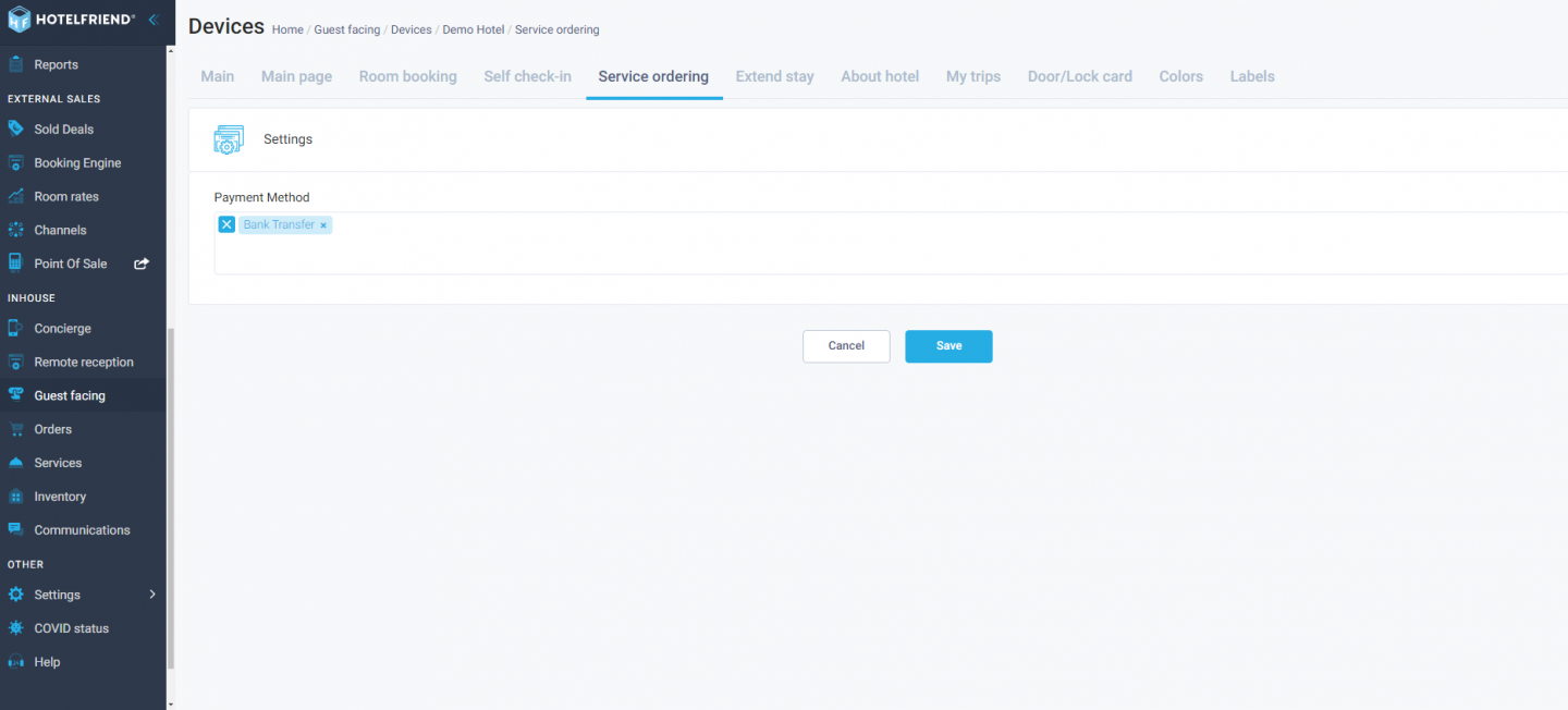 Set different payment options for each Kiosk module