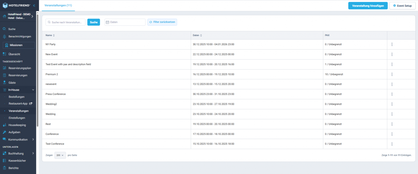 Event & Feature Management Verbesserungen