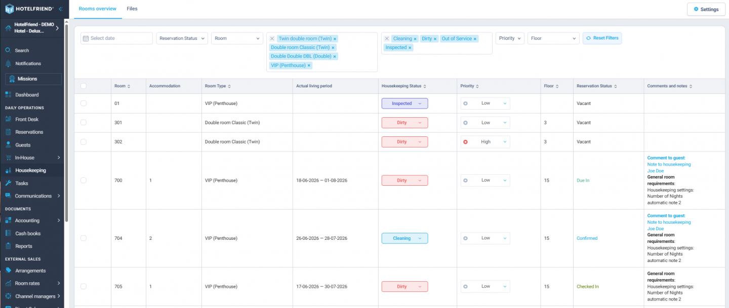 Bulk actions in Housekeeping - clear more rooms, faster