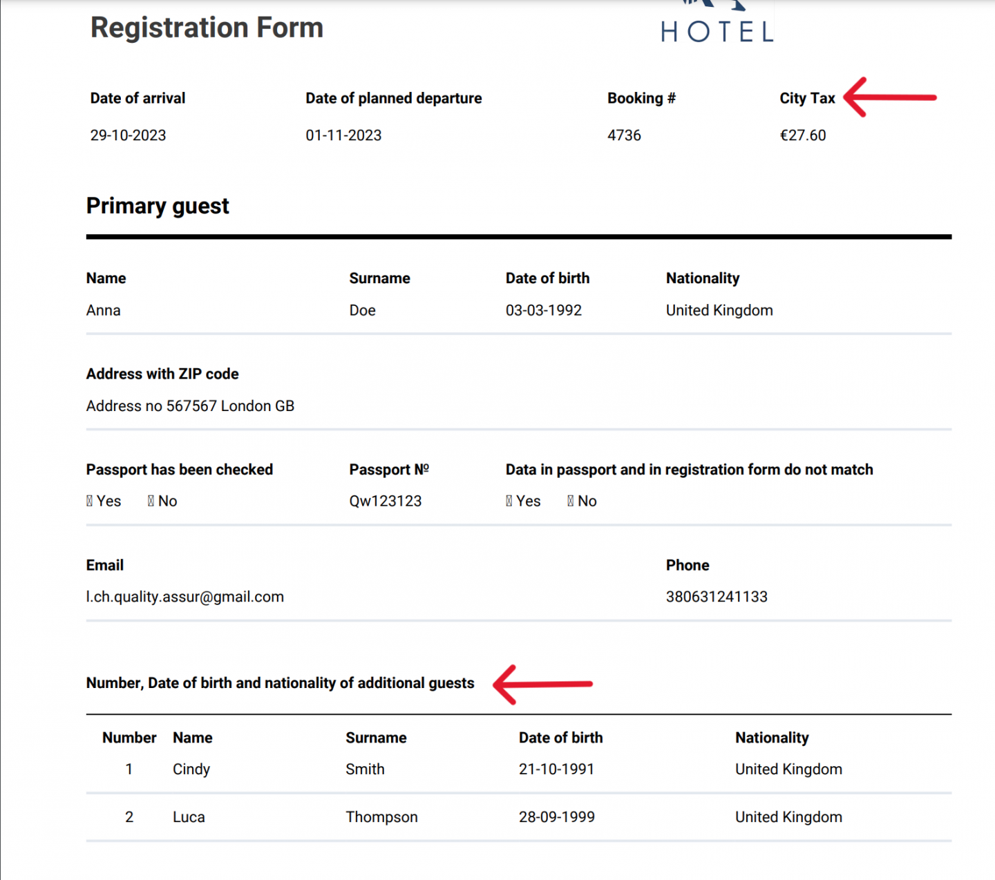 Comprehensive guest information in Registration Forms