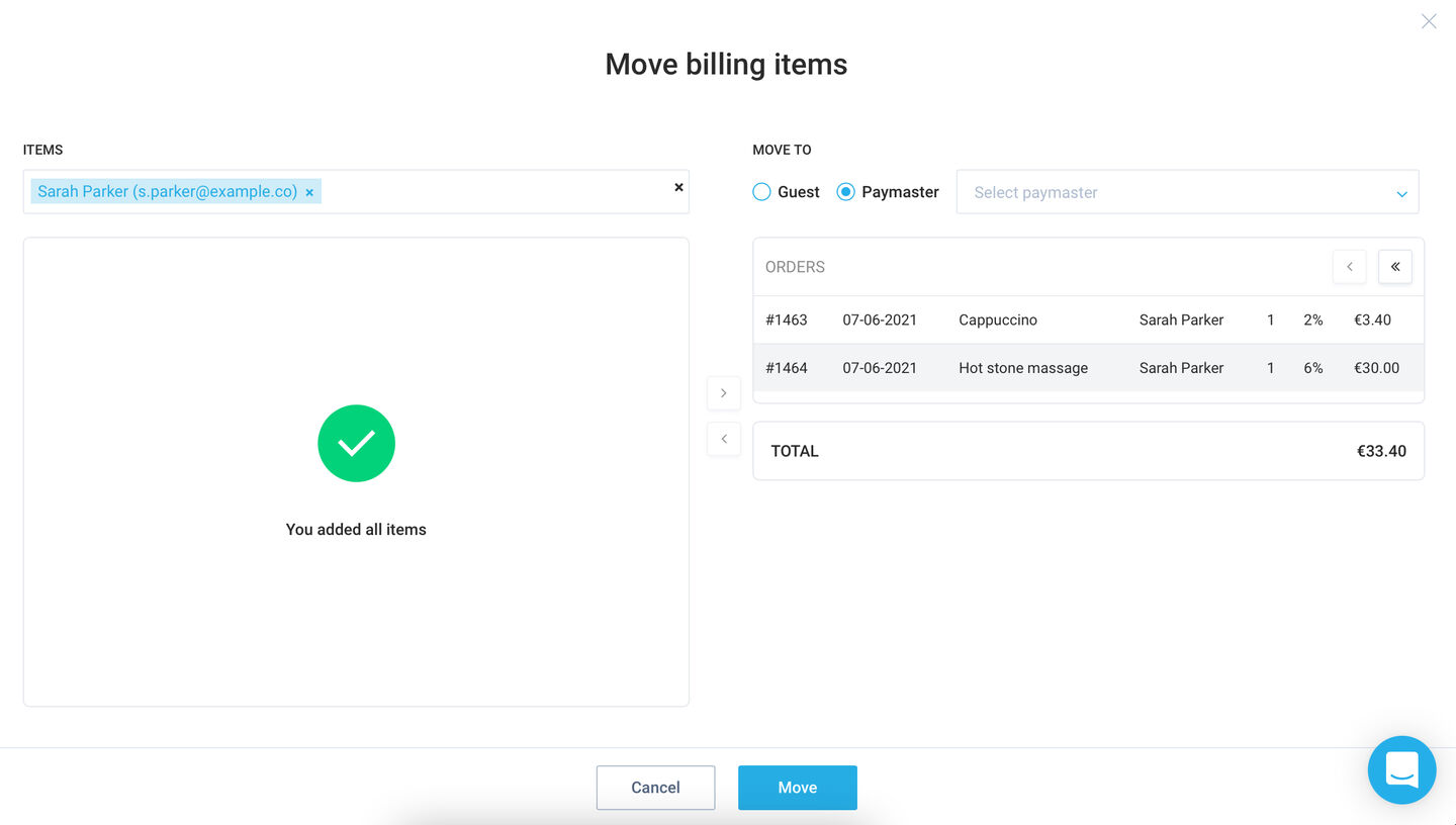 Move billing items