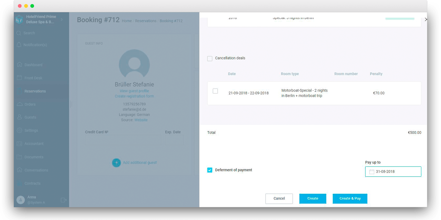 Enabled the option to defer the payment on invoice