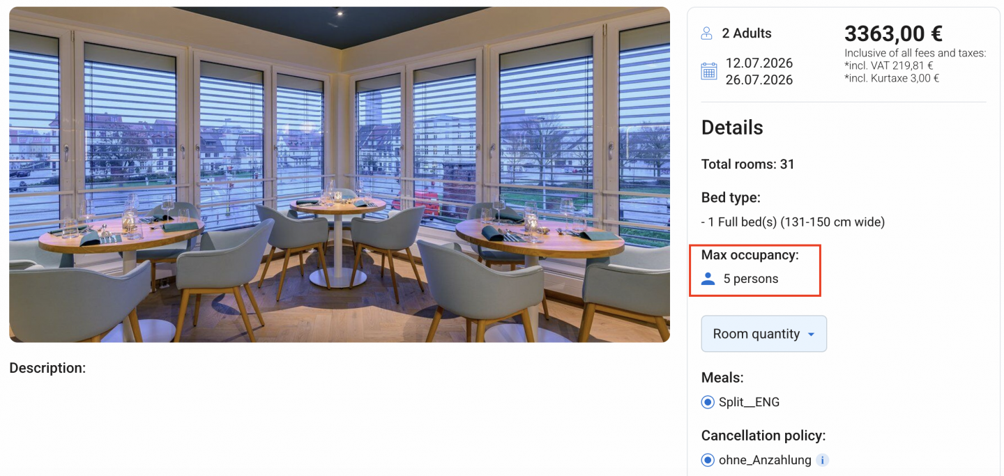Number of guests staying shown for bookings