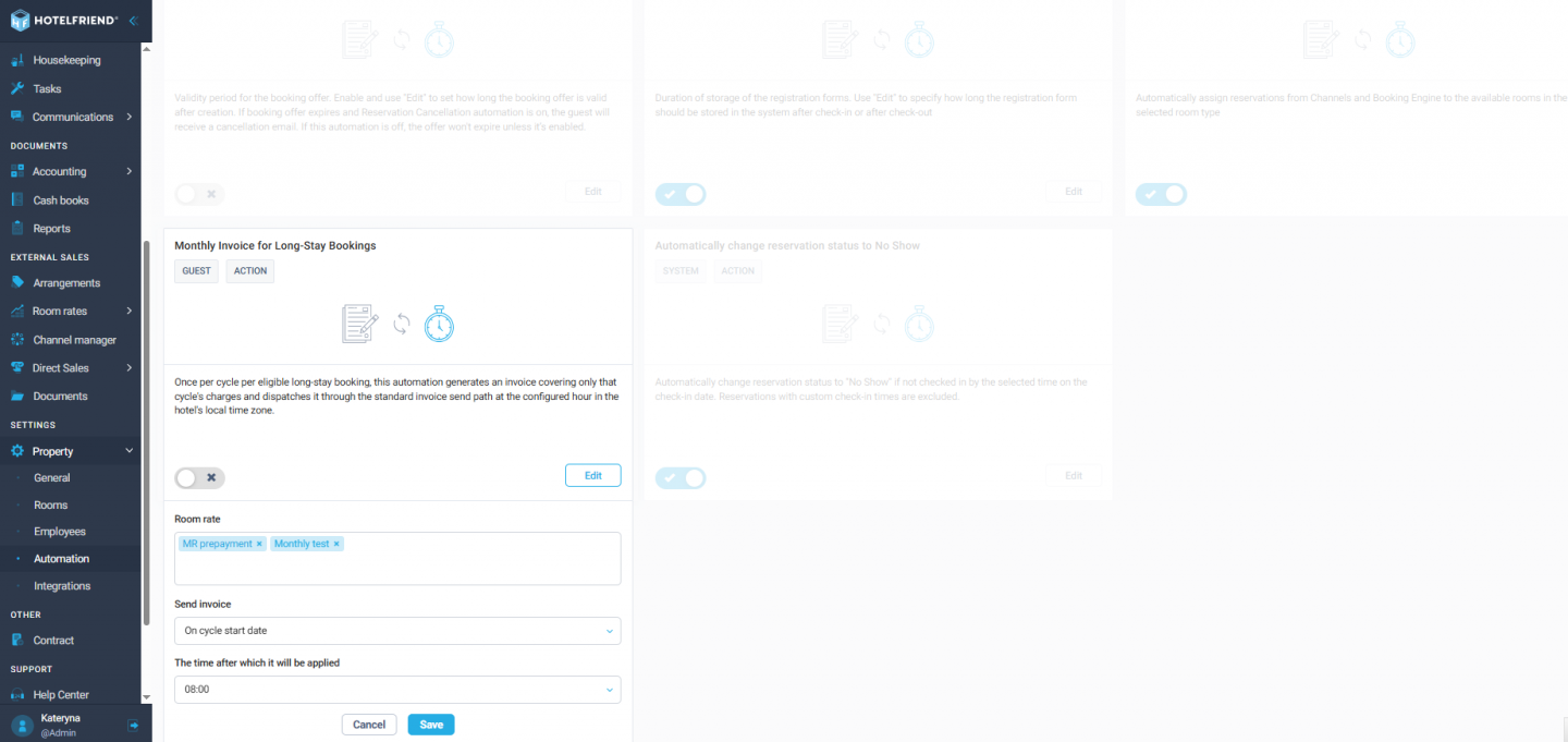 Monthly invoice automation for long-stay bookings