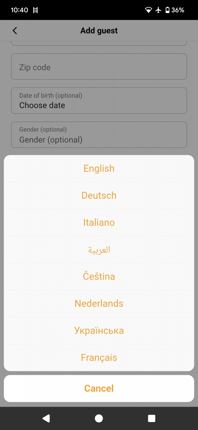 Language selection available for custom fields in registration forms