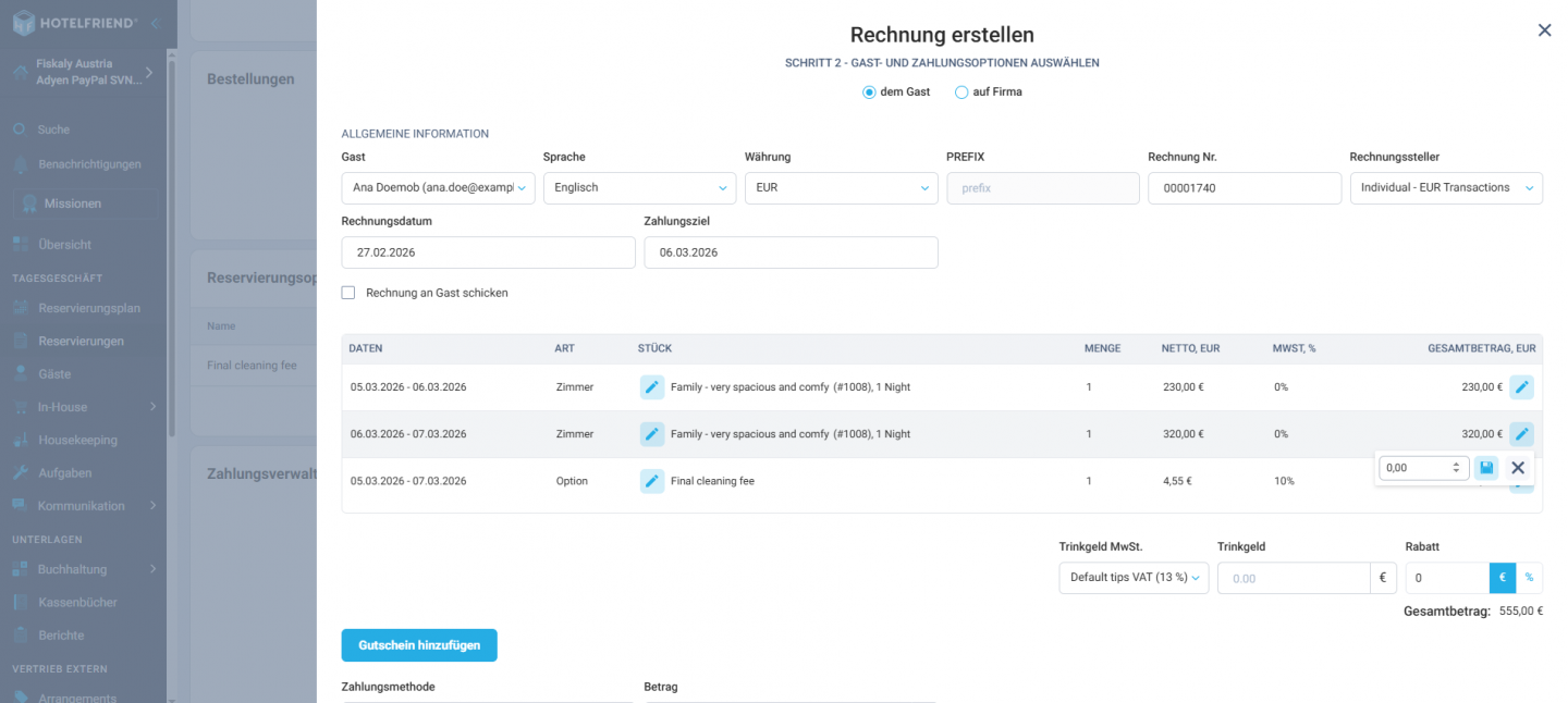 Rechnungspositionen mit 0,00 werden jetzt korrekt berechnet