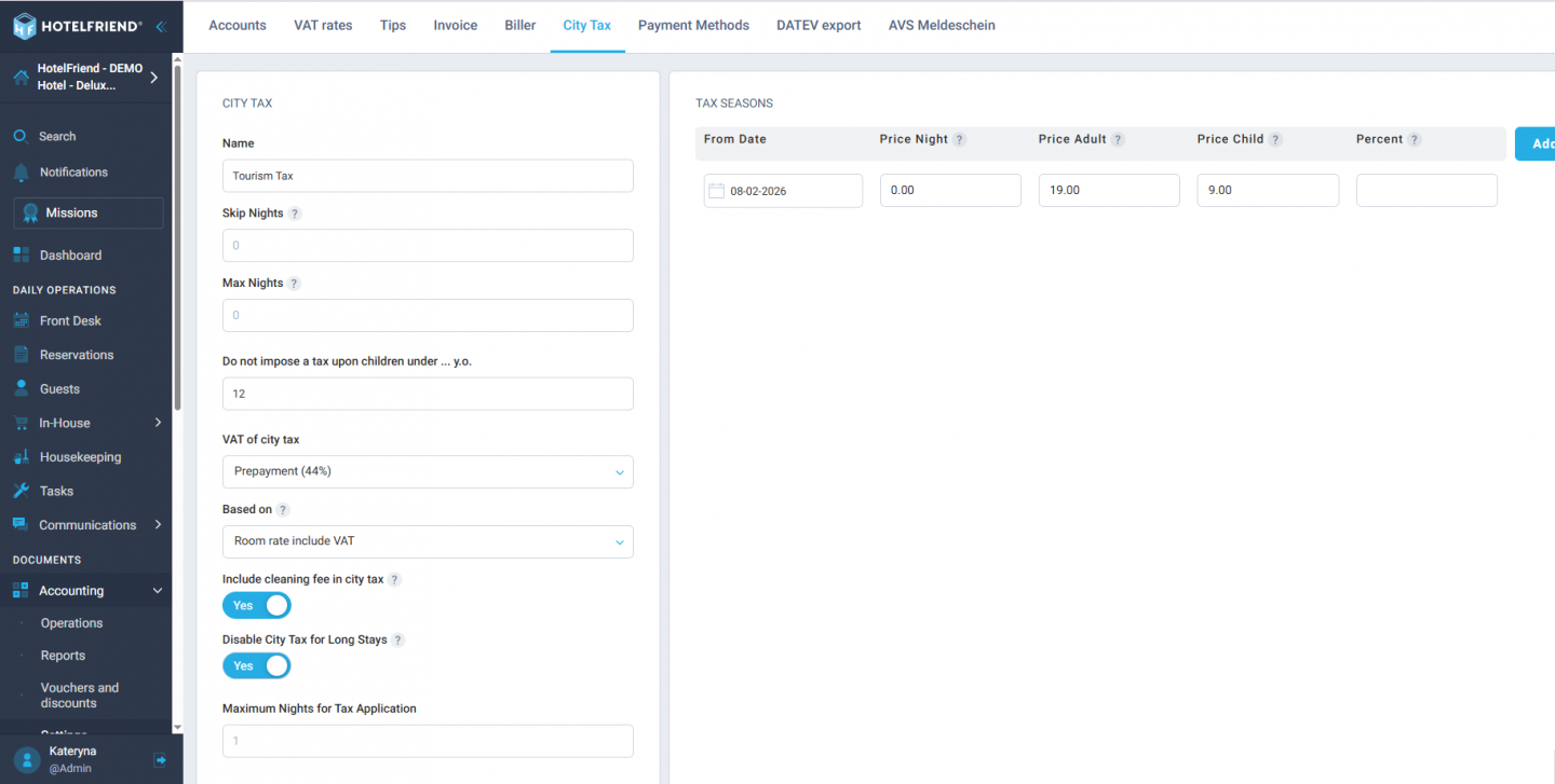 City Tax logic based on length of stay