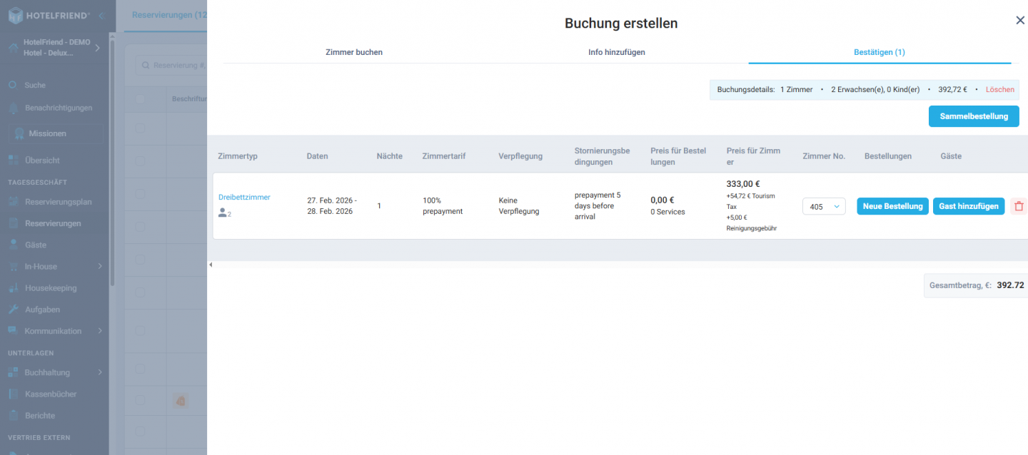 Sichtbarkeit der Reinigungsgebühr bei Buchung erstellen