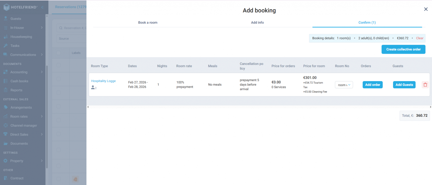 Cleaning fee visibility in Add Booking