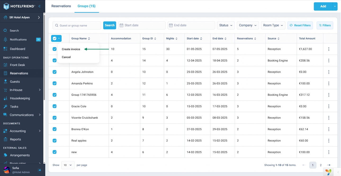 Create invoices in bulk with a new mass action option