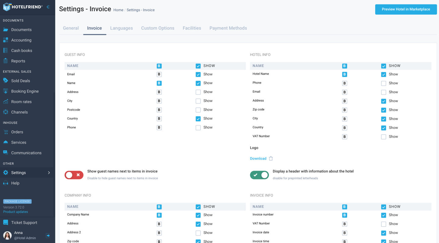 Introduced an invoice customization feature in the Invoice module