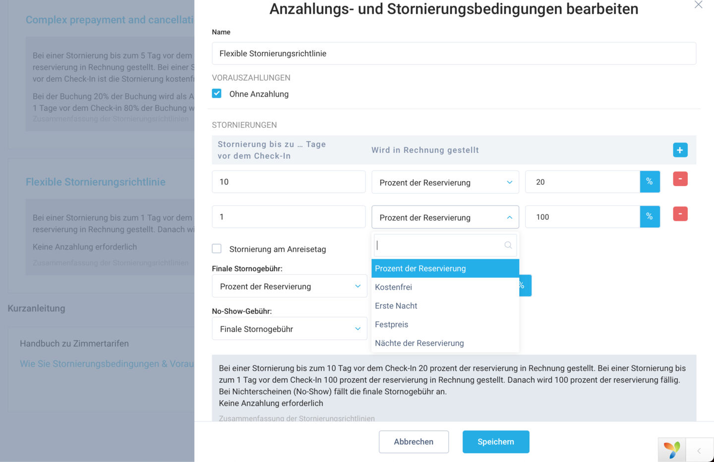 Flexible Stornierungsbedingungen für eine bessere Kontrolle