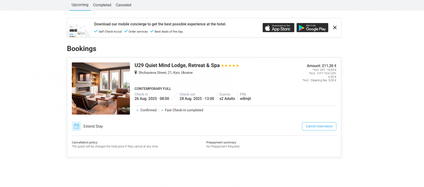 Clear Display of Check-in/Check-out Times for Guests