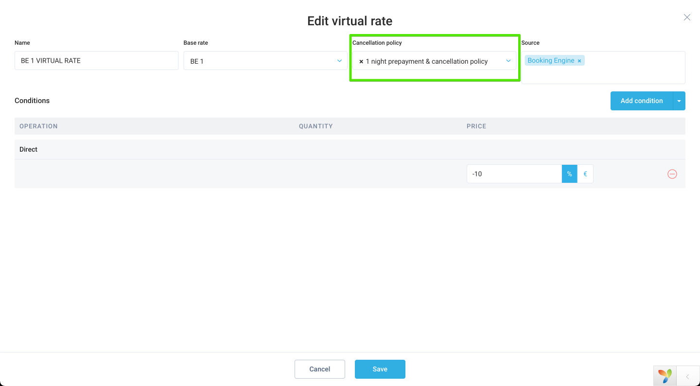 Transparent Cancellation and Prepayment policies for Virtual rates