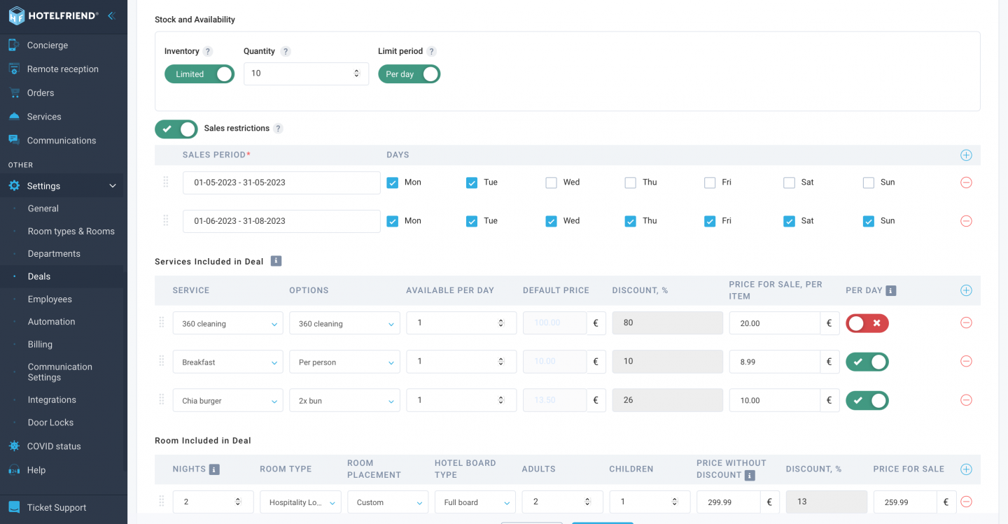 Streamlined deal management with Sales Restrictions and Stock Availability settings