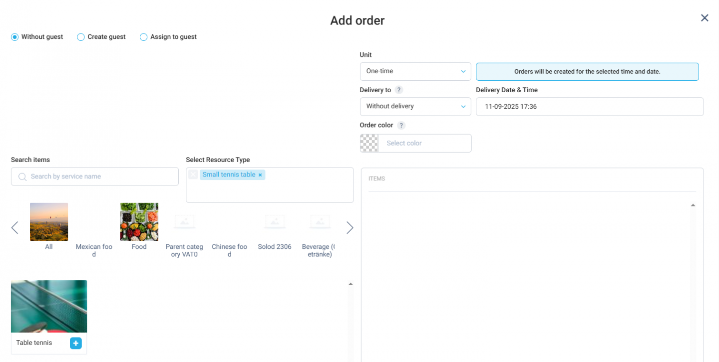 The Resource Map now makes it easier to add orders