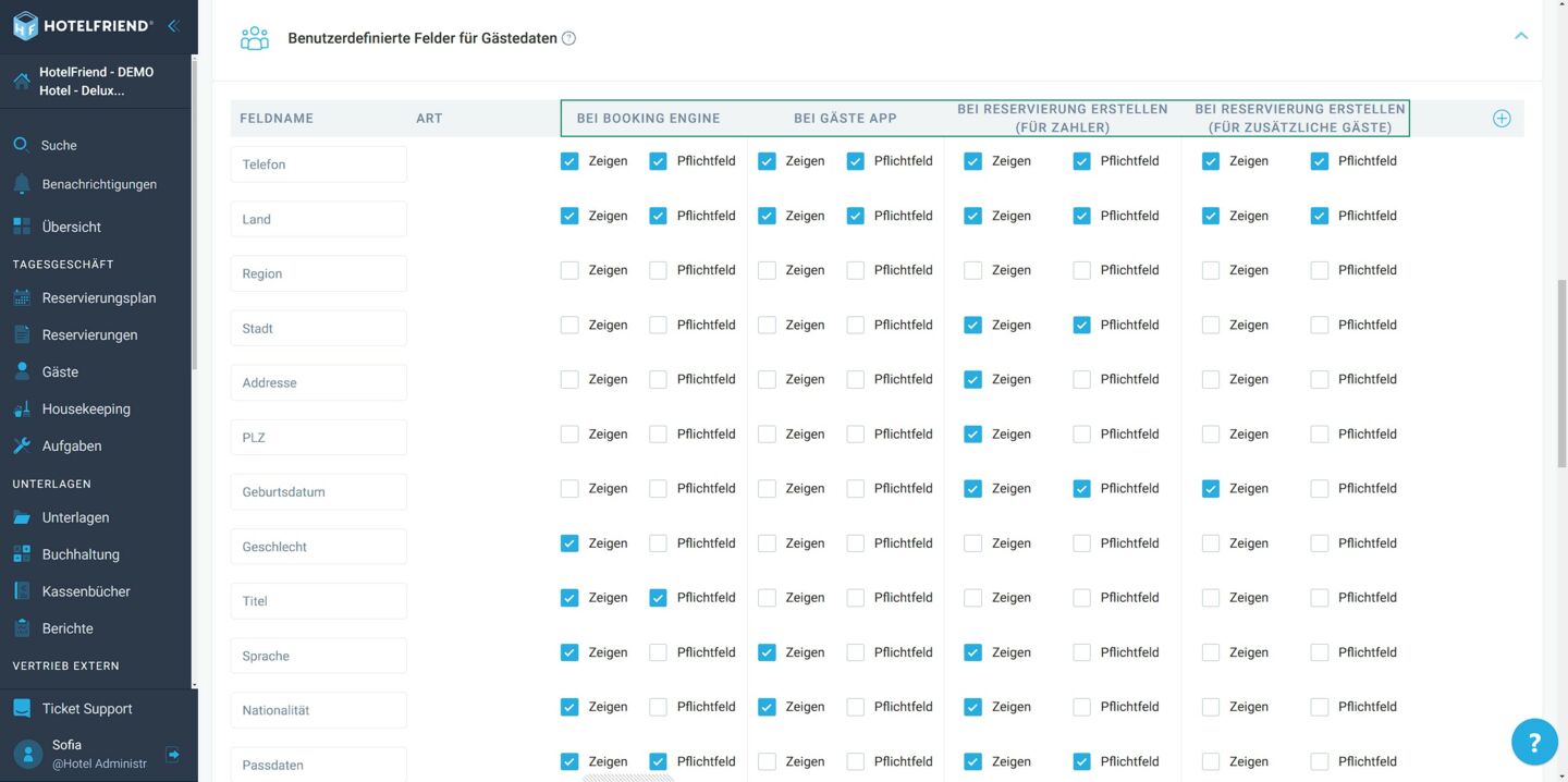 New settings in Custom fields for Guest for payers and additional guests 