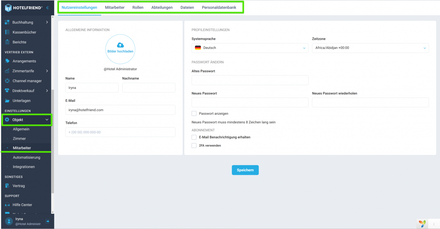 Modul Einstellungen