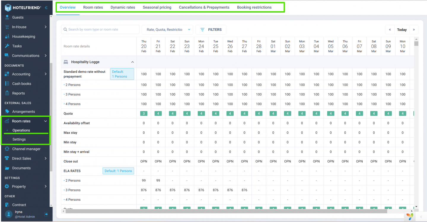 Room Rates module