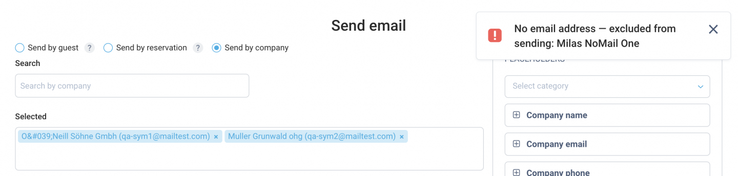 Benachrichtigung beim E-Mail-Versand an Kontakte ohne E-Mail-Adresse