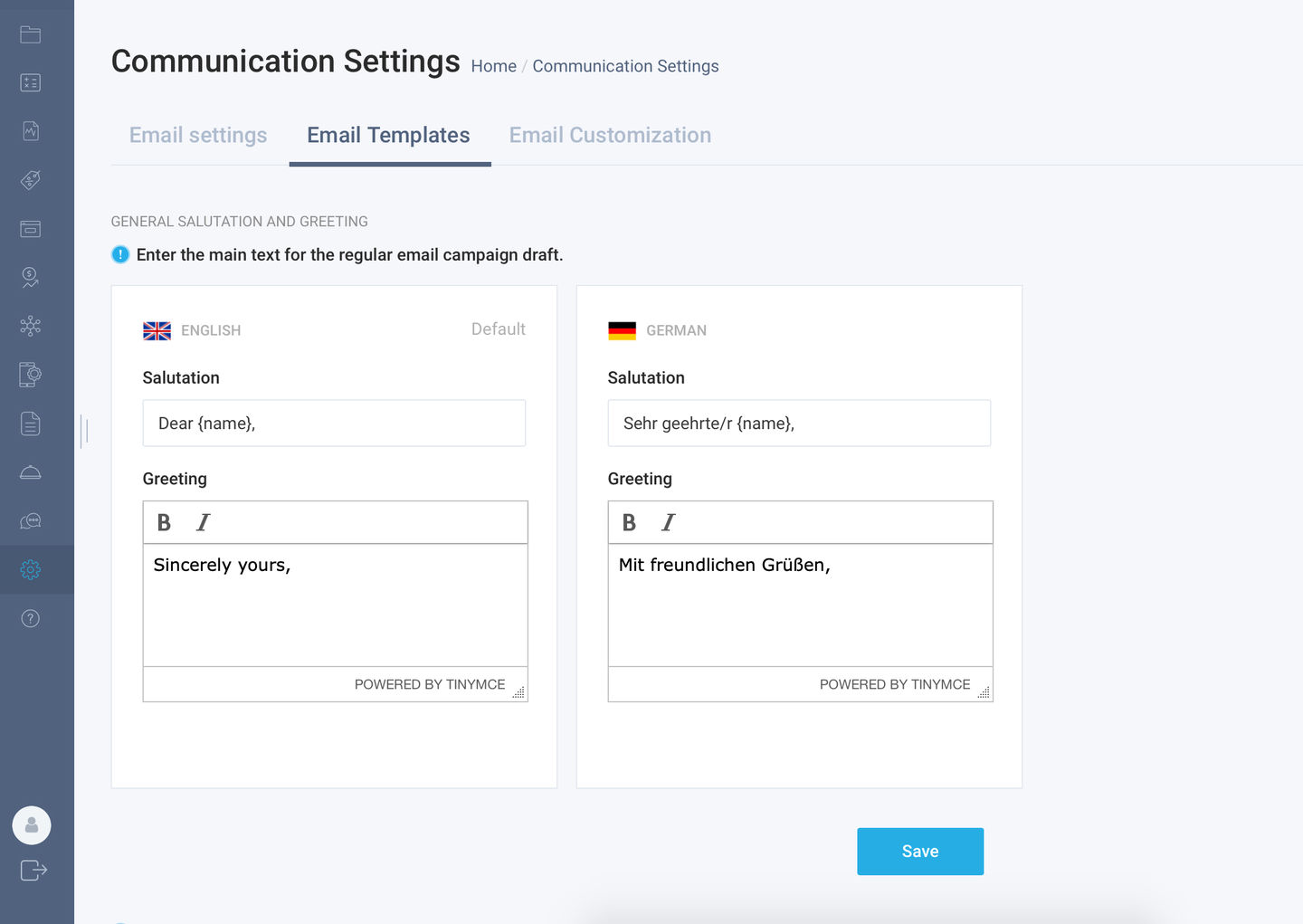 Communication settings