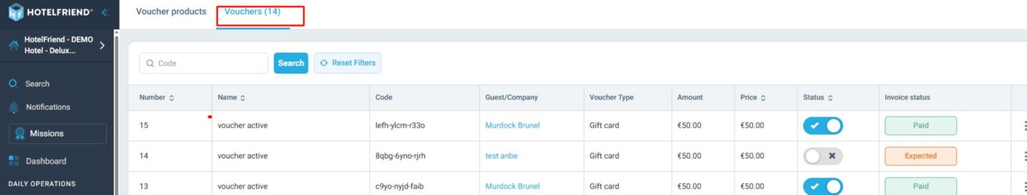 Voucher invoice payment method status